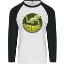 An Iguana Lizard Mens L/S Baseball T-Shirt White/Black