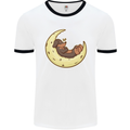 Dachshund Dog Moon Mens Ringer T-Shirt White/Black