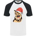 Christmas German Shepherd Dog Xmas Alsatian Mens S/S Baseball T-Shirt White/Black