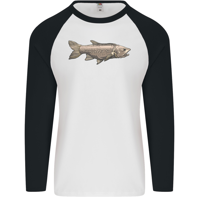 A Bolan Fish Fishing Fisherman Mens L/S Baseball T-Shirt White/Black