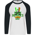 St. Patrick's Day Disguise Funny Mens L/S Baseball T-Shirt White/Black