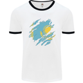 Torn Kazakhstan Flag Kazakh Day Football Mens Ringer T-Shirt White/Black