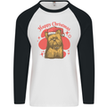 Christmas Yorkshire Terrier Xmas Yorkie Dog Mens L/S Baseball T-Shirt White/Black