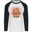 Christmas Yorkshire Terrier Xmas Yorkie Dog Mens L/S Baseball T-Shirt White/Black