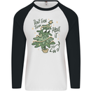 A Dog Weeing on a Christmas Tree Xmas Funny Mens L/S Baseball T-Shirt White/Black