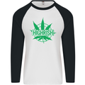 Highrish St. Patrick's Day Weed Drugs Funny Mens L/S Baseball T-Shirt White/Black