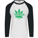 Highrish St. Patrick's Day Weed Drugs Funny Mens L/S Baseball T-Shirt White/Black