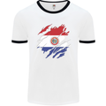 Torn Paraguay Flag Paraguayan Day Football Mens Ringer T-Shirt White/Black