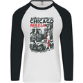 American Chicago Mafia Mens L/S Baseball T-Shirt White/Black