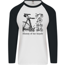 History of the Bicycle Cyclist Cycling Bike Mens L/S Baseball T-Shirt White/Black