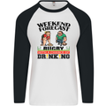 Weekend Forecast Rugby Funny Beer Alcohol Mens L/S Baseball T-Shirt White/Black