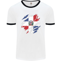 Torn Dominican Republic Flag Dominicanos Day Mens Ringer T-Shirt White/Black