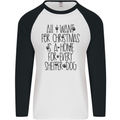 Christmas a Home for Every Shelter Dog Mens L/S Baseball T-Shirt White/Black