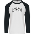 Cycling Heart Beat Bike Bicycle Cyclist ECG Mens L/S Baseball T-Shirt White/Black