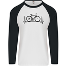 Cycling Heart Beat Bike Bicycle Cyclist ECG Mens L/S Baseball T-Shirt White/Black