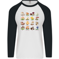 Mushroom Species Mens L/S Baseball T-Shirt White/Black