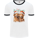 Christmas Golden Retrievers Dogs Xmas Mens Ringer T-Shirt White/Black