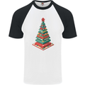 Christmas Board Games Xmas Tree Mens S/S Baseball T-Shirt White/Black