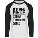 Levels of Wildness Leo Mens L/S Baseball T-Shirt White/Black