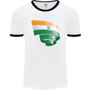 Curled India Flag Indian Day Football Mens Ringer T-Shirt White/Black