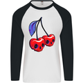 Cherry Skulls Mens L/S Baseball T-Shirt White/Black