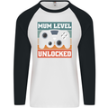 Mum Level Unlocked New Mommy Baby Born Mens L/S Baseball T-Shirt White/Black