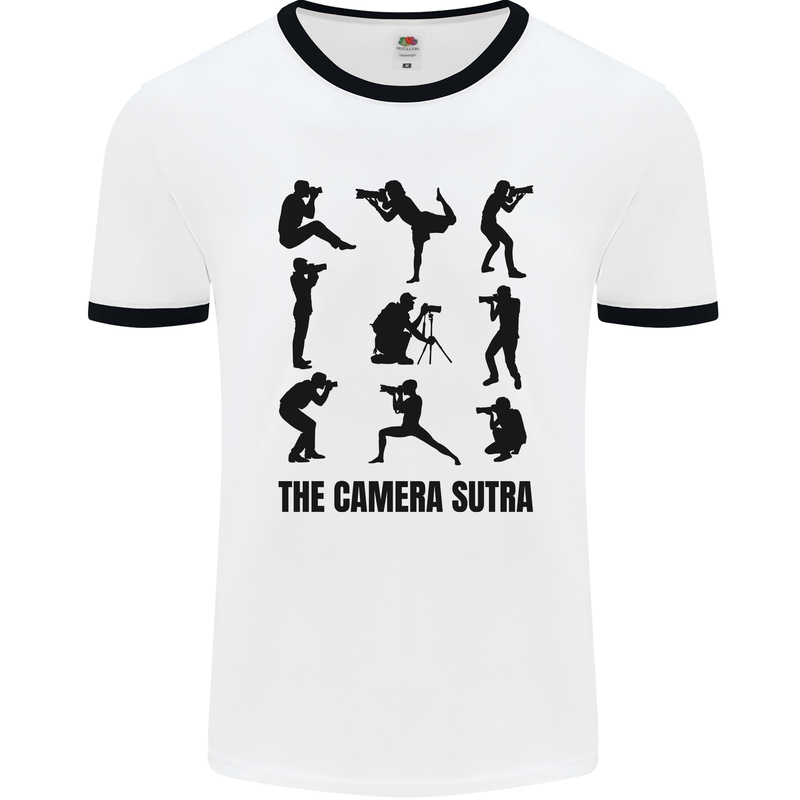 Camera Sutra Funny Photographer Photography Mens Ringer T-Shirt White/Black