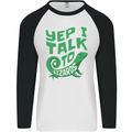I Talk To Lizards Chameleons Bearded Dragons Mens L/S Baseball T-Shirt White/Black