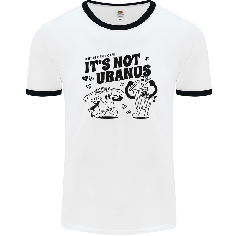Funny Climate Change Its Not Uranus Mens Ringer T-Shirt White/Black