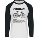 Cyclopath Funny Cycling Cyclist Bicycle Mens L/S Baseball T-Shirt White/Black