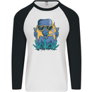 An Alien Smoking Weed Funny Drug Culture Mens L/S Baseball T-Shirt White/Black