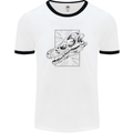 Velociraptor Skull Dinosaurs Palaeontology Mens Ringer T-Shirt White/Black