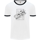 Velociraptor Skull Dinosaurs Palaeontology Mens Ringer T-Shirt White/Black