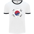 Torn South Korea Flag Korean Day Football Mens Ringer T-Shirt White/Black