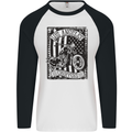 LA Choppers Motorcycle Motorbike Biker Mens L/S Baseball T-Shirt White/Black