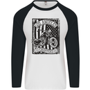 LA Choppers Motorcycle Motorbike Biker Mens L/S Baseball T-Shirt White/Black