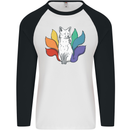 LGBT Kitsune Fox Gay Pride Mens L/S Baseball T-Shirt White/Black