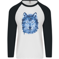 A Polygon Wolf Mens L/S Baseball T-Shirt White/Black