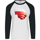 Curled Poland Flag Polish Day Football Mens L/S Baseball T-Shirt White/Black