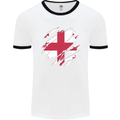 Torn Georgia Flag Georgian Day Football Mens Ringer T-Shirt White/Black