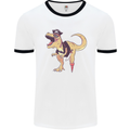 Pirate T-Rex Funny Dinosaur Mens Ringer T-Shirt White/Black