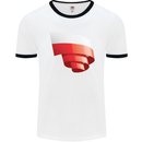 Curled Poland Flag Polish Day Football Mens Ringer T-Shirt White/Black