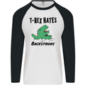 T-Rex Hates Backstroke Funny Swimming Swim Mens L/S Baseball T-Shirt White/Black