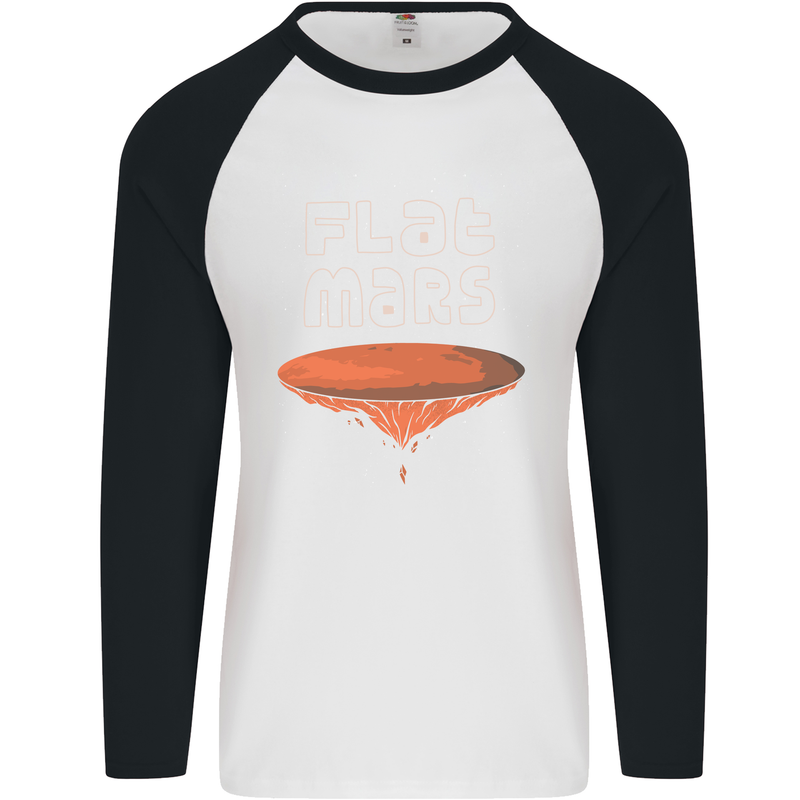 Flat Planet Mars Mens L/S Baseball T-Shirt White/Black