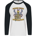 Dancing Easter Day Skeletons Skulls Mens L/S Baseball T-Shirt White/Black