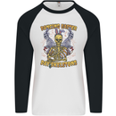 Dancing Easter Day Skeletons Skulls Mens L/S Baseball T-Shirt White/Black