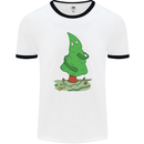 Naked Christmas Tree Funny Rude Xmas Naturist Mens Ringer T-Shirt White/Black