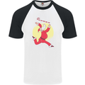 Santa Baton Twirling Christmas Gymnastics Xmas Mens S/S Baseball T-Shirt White/Black