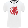 Torn Turkey Flag Turkish Day Football Mens Ringer T-Shirt White/Black