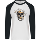 Wildlife Spring Skull Mens L/S Baseball T-Shirt White/Black